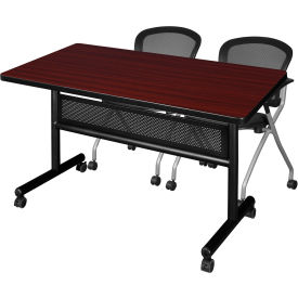 Regency® Kobe Privacy Nesting Table with 2 Cadence Nesting Chairs 48"L x 30"W Mahogany 