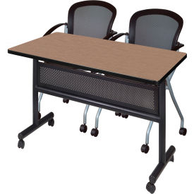Regency® Kobe Privacy Nesting Table with 2 Cadence Nesting Chairs 48"L x 30"W Noble Oak 