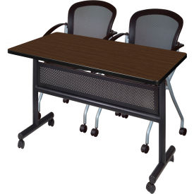Regency® Kobe Privacy Nesting Table with 2 Cadence Nesting Chairs 48"L x 30"W Neo Walnut 