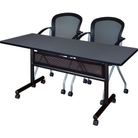 Regency® Kobe Privacy Nesting Table with 2 Cadence Nesting Chairs 60"L x 24"W Gray 