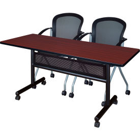Privacy Nesting Table with 2 Cadence Nesting Chairs, 60"L x 24"W, Mahogany view 2