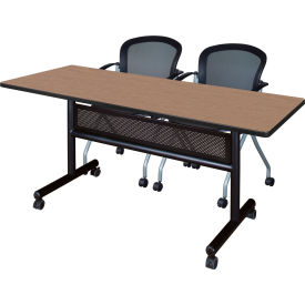 Regency® Kobe Privacy Nesting Table with 2 Cadence Nesting Chairs 60"L x 24"W Noble Oak 