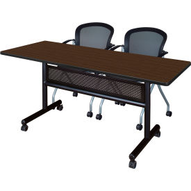 Regency® Kobe Privacy Nesting Table with 2 Cadence Nesting Chairs 60"L x 24"W Neo Walnut 