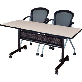 Regency® Kobe Privacy Nesting Table with 2 Cadence Nesting Chairs 60"L x 24"W Maple 
