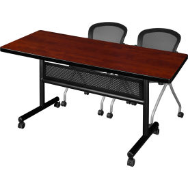 Regency® Kobe Privacy Nesting Table with 2 Cadence Nesting Chairs 60"L x 30"W Cherry 