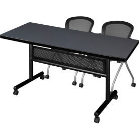 Regency® Kobe Privacy Nesting Table with 2 Cadence Nesting Chairs 60"L x 30"W Gray 