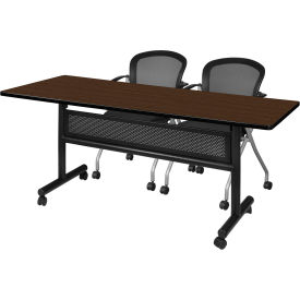 Regency® Kobe Privacy Nesting Table with 2 Cadence Nesting Chairs 60"L x 30"W Neo Walnut 