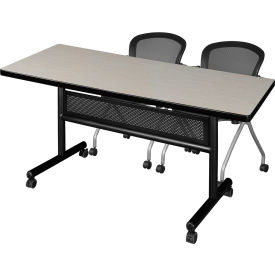 Regency® Kobe Privacy Nesting Table with 2 Cadence Nesting Chairs 60"L x 30"W Maple 
