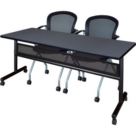 Regency® Kobe Privacy Nesting Table with 2 Cadence Nesting Chairs 72"L x 24"W Gray 