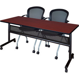 Regency® Kobe Privacy Nesting Table with 2 Cadence Nesting Chairs 72"L x 24"W Mahogany 