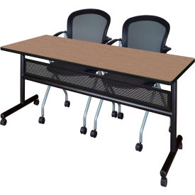 Regency® Kobe Privacy Nesting Table with 2 Cadence Nesting Chairs 72"L x 24"W Noble Oak 