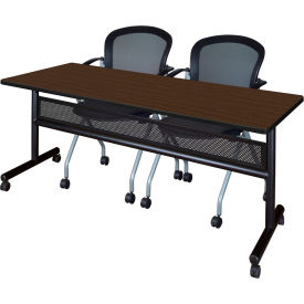 Regency® Kobe Privacy Nesting Table with 2 Cadence Nesting Chairs 72"L x 24"W Neo Walnut 