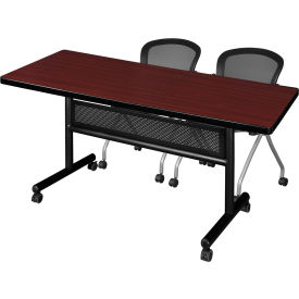 Regency® Kobe Privacy Nesting Table with 2 Cadence Nesting Chairs 72"L x 30"W Mahogany 