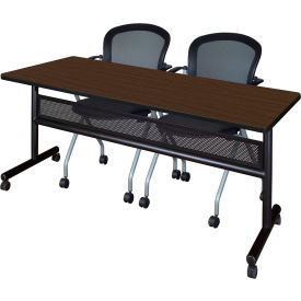 Regency® Kobe Privacy Nesting Table with 2 Cadence Nesting Chairs 72"L x 30"W Neo Walnut 