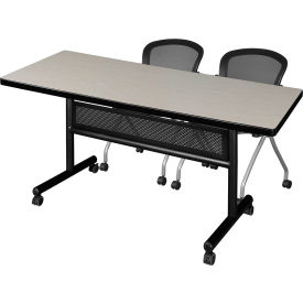 Regency® Kobe Privacy Nesting Table with 2 Cadence Nesting Chairs 72"L x 30"W Maple 