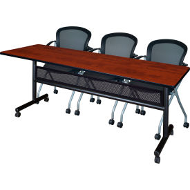 Regency® Kobe Privacy Nesting Table With 3 Cadence Nesting Chairs 84"L x 24"W Cherry 