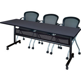 Regency® Kobe Privacy Nesting Table With 3 Cadence Nesting Chairs 84"L x 24"W Gray 