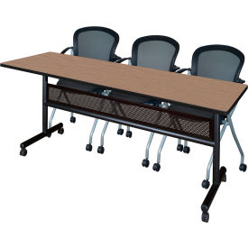 Kobe Privacy Nesting Table with 2 Cadence Nesting Chairs, 84"L x 24"W, Noble Oak view 2