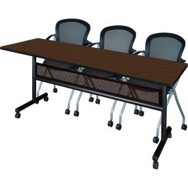 Privacy Nesting Table with 2 Cadence Nesting Chairs, 84"L x 24"W, Neo Walnut view 2