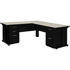 Regency Fusion L Shaped Desk w/ Double Pedestal Drawer 66"W x 78"D x 29"H Maple 