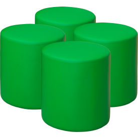 Regency® Logan Round Vinyl Ottoman Envy Green Set of 4 