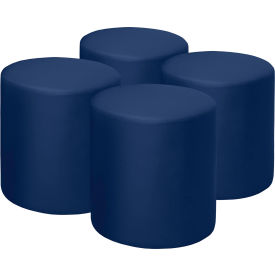 Regency® Logan Round Vinyl Ottoman Naval Blue Set of 4 