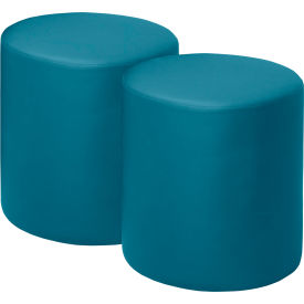 Logan Round Vinyl Ottoman, Peacock Teal, Set of 2 view 2
