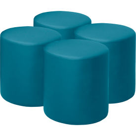 Logan Round Vinyl Ottoman, Peacock Teal, Set of 4 view 2
