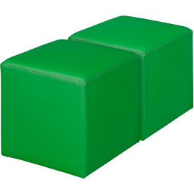 Regency® Jean Square Vinyl Ottoman Envy Green Set of 2 