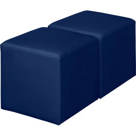Regency® Jean Square Vinyl Ottoman Naval Blue Set of 2 