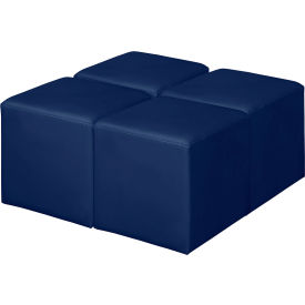 Regency® Jean Square Vinyl Ottoman Naval Blue Set of 4 