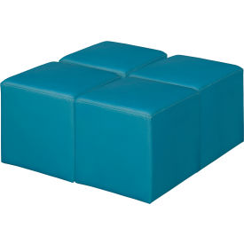 Jean Square Vinyl Ottoman, Peacock Teal, Set of 4 view 2