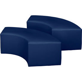 Aurora Curved Vinyl Ottoman, Naval Blue, Set of 2 view 2