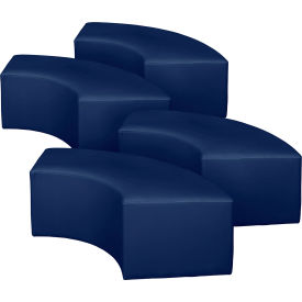 Aurora Curved Vinyl Ottoman, Naval Blue, Set of 4 view 2