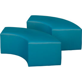 Aurora Curved Vinyl Ottoman, Peacock Teal, Set of 2 view 2