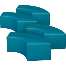 Aurora Curved Vinyl Ottoman, Peacock Teal, Set of 4 view 2