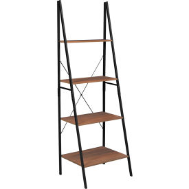 Regency Seating NSBC7224UW Niche Soho Modern Ladder A Frame 4 Shelf Bookcase, 24"W x 20"D x 72"H, Urban Walnut image.