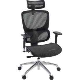 Interion#174; Omega O-2 Tech Ergonomic Management Office Chair w/ High Back & Adj. Arms Mesh Black 
