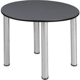 Regency Seating TB3018RNDGYBPCM Regency Kee 30" Round Multipurpose Breakroom Slim Table, Grey/ Chrome image.