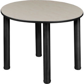 Regency Seating TB3018RNDPLBPBK Regency Kee 30" Round Multipurpose Breakroom Slim Table, Maple/ Black image.