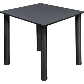 Regency Seating TB303018GYBPBK Regency Kee 30" Square Multipurpose Breakroom Slim Table, Grey/ Black image.