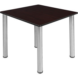 Regency Seating TB363618MWBPCM Regency Kee 36" Square Multipurpose Breakroom Slim Table, Mocha Walnut/ Chrome image.