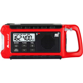 MIDLAND RADIO CORP. ER210 Midland® E+Ready® Compact Emergency Crank Radio, 7- 9/100"W x 2-7/25"D x 4-22/25"H, Red image.