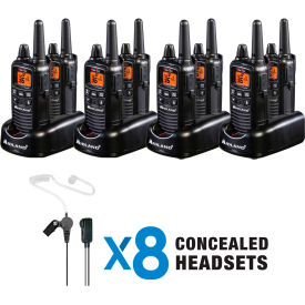 MIDLAND RADIO CORP. LXT600BBX4 Midland® Business Radio Set Includes 4 Chargers and  8 Radios W/ Headsets, Black image.