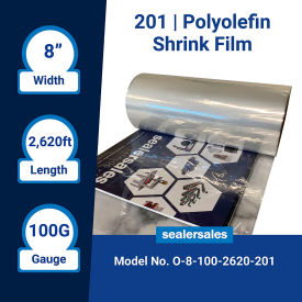 Sealer Sales O-201 General Purpose Polyolefin CF Shrink Film 100 Ga. 8""W x 2620'L Clear 1 Roll