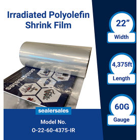 Sealer Sales O-IR Higher Performance Polyolefin CF Shrink Film 60 Ga. 22""W x 4375'L Clear 1 Roll