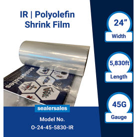 Sealer Sales O-IR Higher Performance Polyolefin CF Shrink Film 45 Ga. 24""W x 5830'L Clear 1 Roll