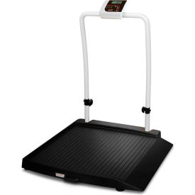 Rice Lake Weighing Systems Inc 141445 Rice Lake 350-10-2 Single Ramp Wheelchair Scale with Handrail, 1000 lb x 0.2 lb image.