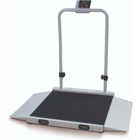 Rice Lake Weighing Systems Inc 193956 Rice Lake 350-10-3M Digital Wheelchair Scale with Handrail, 1000 lb x 0.2 lb image.