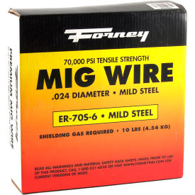 Forney® ER70S-6 Mild Steel Solid MIG Welding Wire - .024"" - 10 LBS. Spool